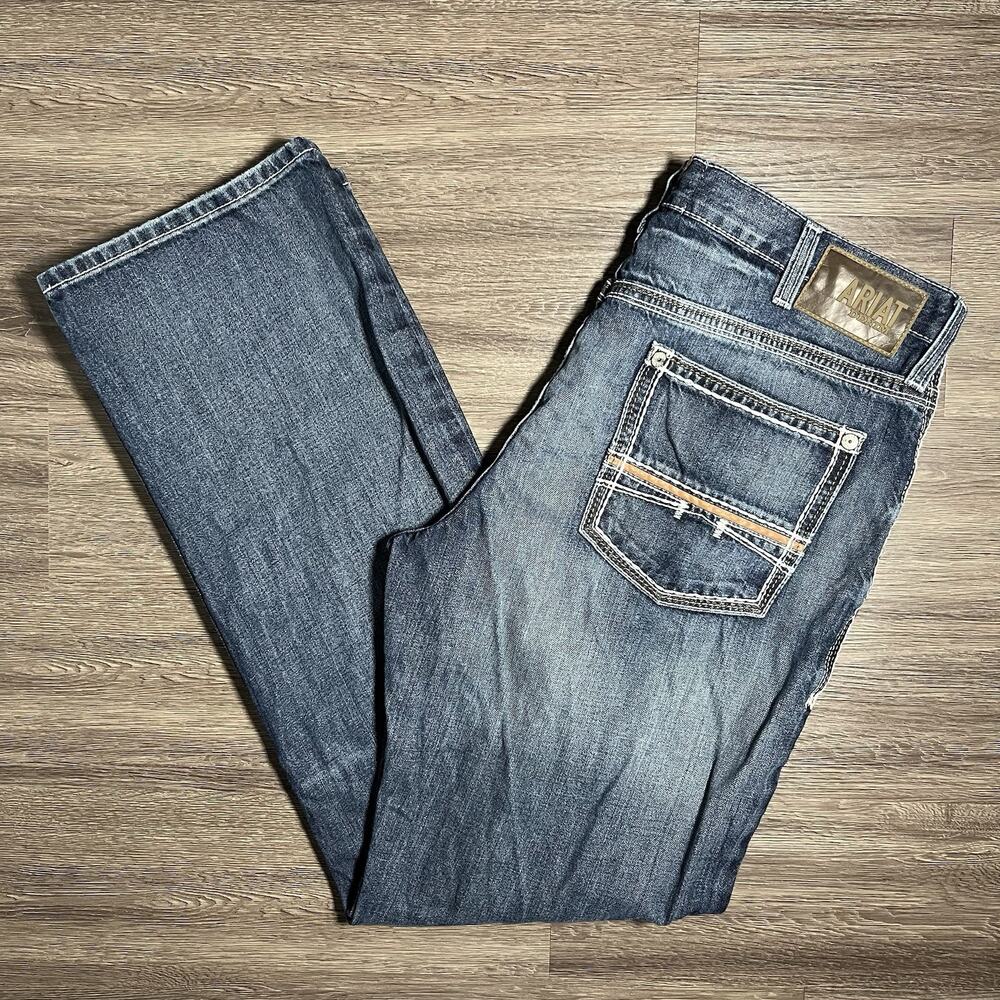 Ariat M4 Coltrane Jeans Mens 38x34 Durango Wash Relaxed Bootcut Western EUC